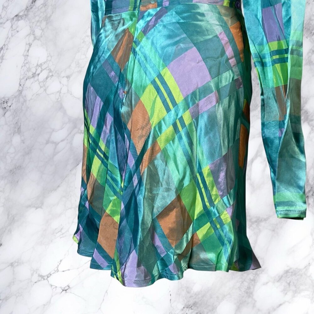 GRLFRND Leona Mini Dress - Teal Plaid - Picture 9 of 12